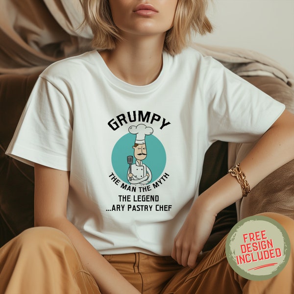 Grumpy. The Man. The Myth. The Legend...Ary Pastry Chef PNG for Shirt, Tote Bag, Phone Case, Sublimation design, Retro, Dad Shirt PNG
