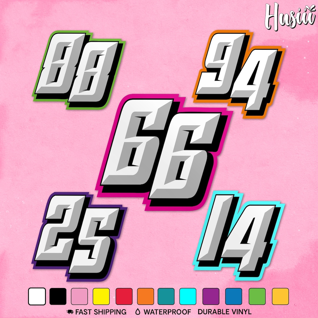 Custom Racing Number Decals Sticker, Personalized Sports Racing ...