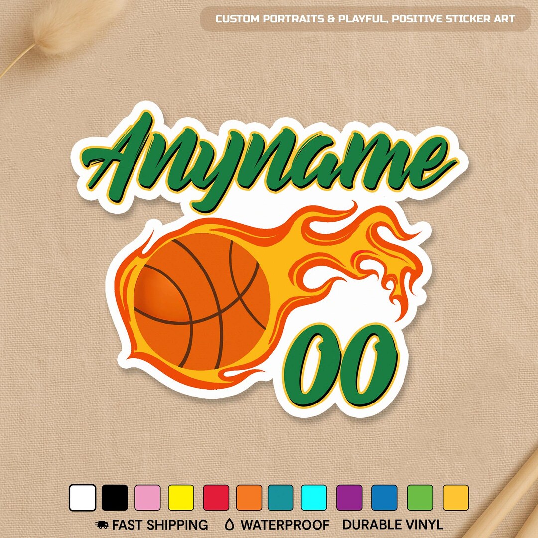 Custom Basketball Sport Name Sticker, Personalized Name Players Sport ...