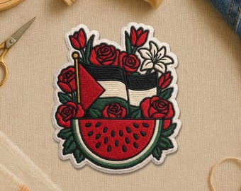 Free Palestine Patch Boho Floral Protest Palestinian Human Rights Save Gaza Embroidery Patches for Clothes, Jacket, Backpack, Hat Gift