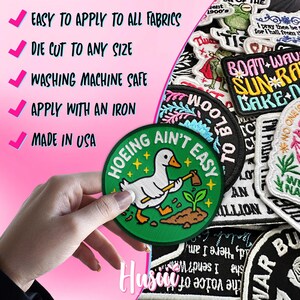 Hoeing Ain't Easy Patch, Funny Duck Gardener Retro Gardening Farmer Plant Lover Garden Life Patches For Clothes, Jackets, Backpacks image 4