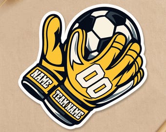 Custom Soccer Goal Keeper Name Number Sticker, Personalized Soccer Name Team Name Sticker for Laptop Water Bottle Tumbler Laptop Gifts Child