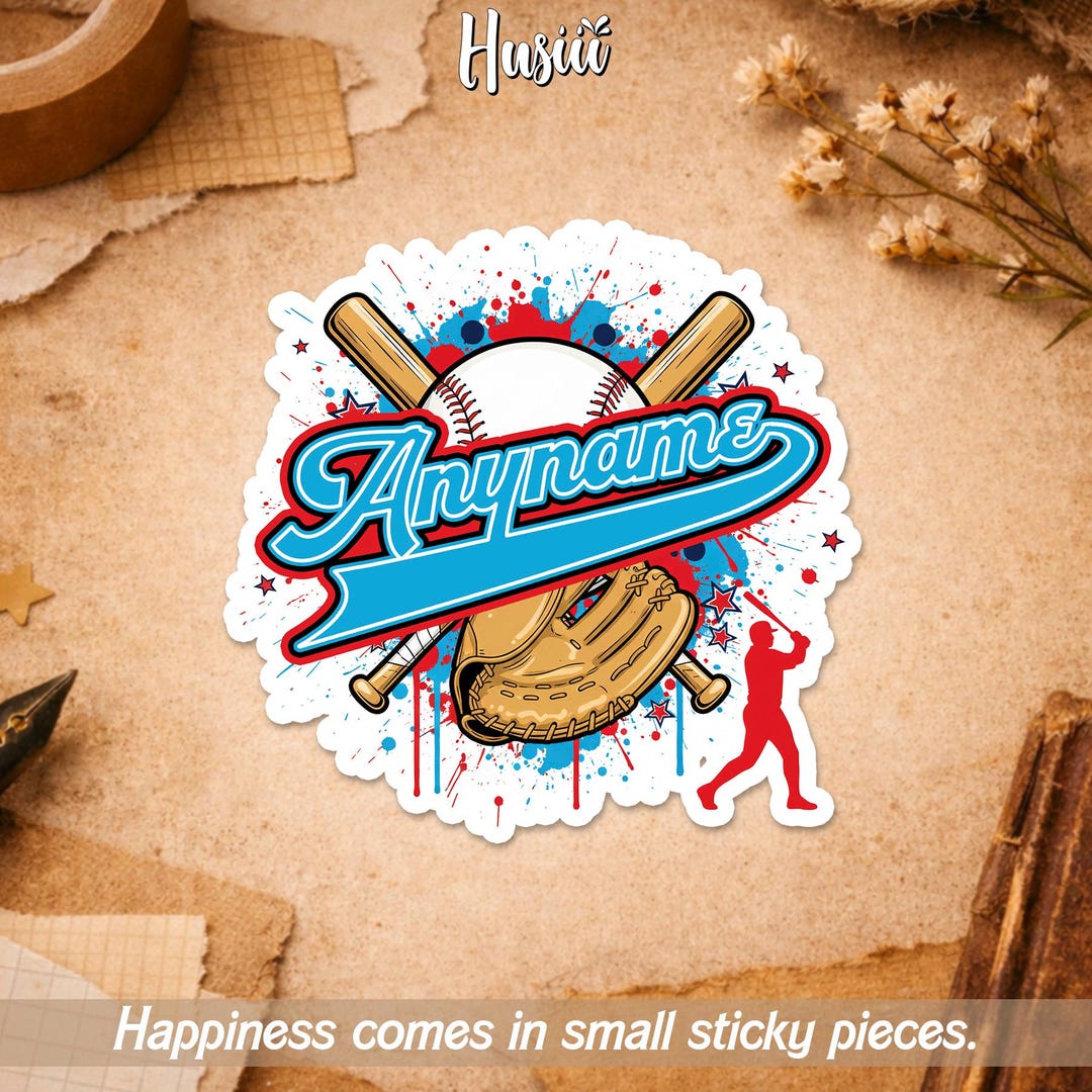 Custom Baseball Name Sticker, Personalized Baseball Sports Player Team ...
