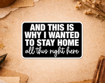 And This is Why I Wanted to Stay Home Sticker, Funny Introvert Sarcastic Snarky Quote Sticker for Water Bottle Car Gift Laptop Helmet