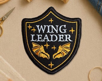 Wing Leader Patch, Bookish Dragon Romantasy Fantasy Books Book Lover Readers Embroidery Patches for Clothes, Jackets, Backpacks