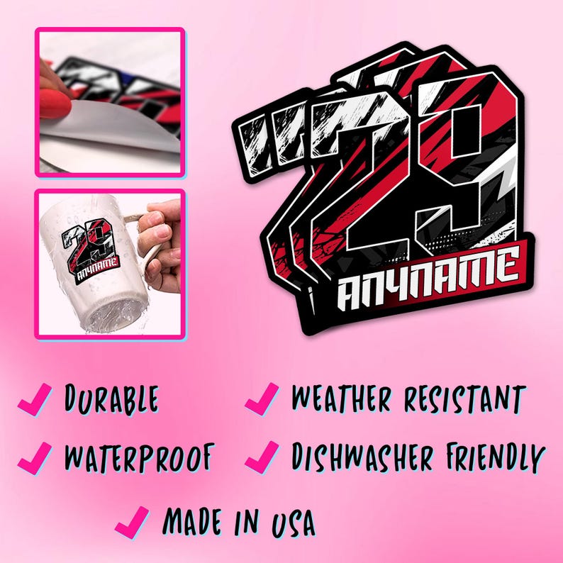 Sticker Racing Nome Personalized Custom Name Racing Sticker Flag Numbers Race Player Names ...