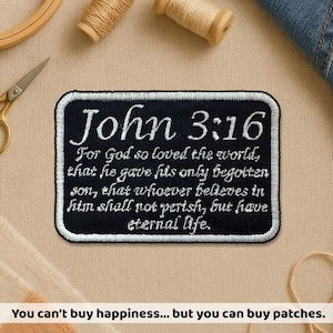 John 3 16 Patch For God So Loved Patches, Christian Faith Religious Inspirational Bible Verse Quote Embroidery Patches for Clothes Gift Jean