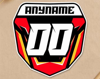 Custom Racing Sticker, Personalized Motocross Plate Name And Number Racer Sticker Gifts Women Men for Laptop Water Bottle Bag