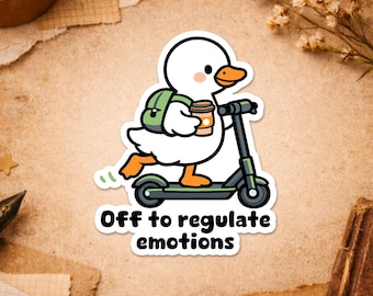 Off To Regulate Emotions Sticker, Funny Duck Social Worker Sel Teacher School Therapist Counselor Sticker For Water Bottle Car Gift