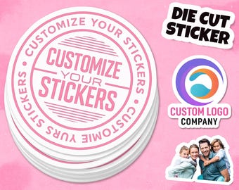 Custom Sticker Your Logo, Image, or Text Die Cut Vinyl Decal Waterproof, Personalized Stickers for Laptop, Bottle, Car, Branding Gifts