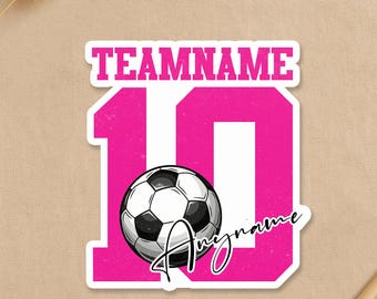 Custom Soccer Sticker, Personalized Soccer Sport Name Team Name and Number Waterproof Laptop Water Bottle Car Gift for Coach, Fans