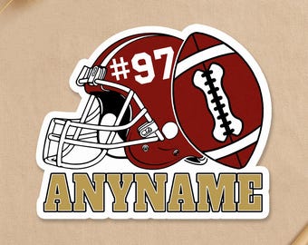 Personalized Football Sports Stickers Custom Name Number Football Stickers Football Mom Lover - Decal for Laptop Water Bottle Gifts Her Him