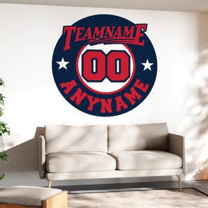 Custom Baseball Sports Name Wall Decal, Personalized Player Name Transparent, Large Vinyl Nursery Wall Decal Home, Room Boy Girls Bedroom