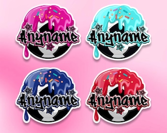 Custom Soccer Drip Sports Mom Sticker, Personalized School Team Spirit Retro Name Decal for Laptop Water Bottle Gift Bags
