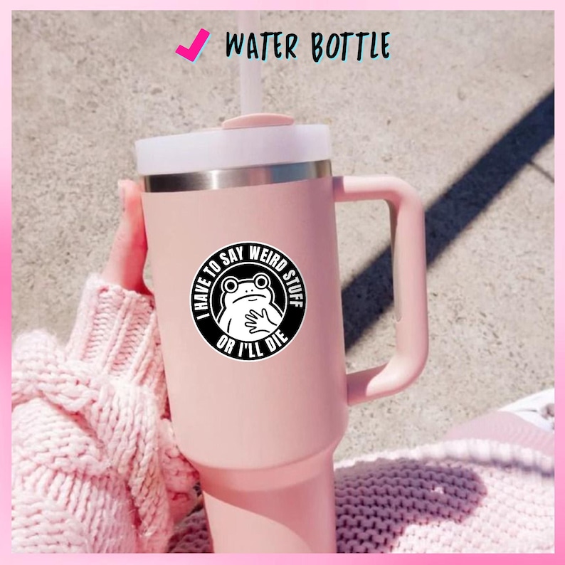 I Have To Say Weird Stuff Or I'll Die Nurse Sticker, Funny Frog Cowboy Drinking Coffee Sarcastic Sticker for Laptop Water Bottle image 4
