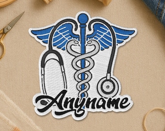 Custom Nurse Name Patch, Personalized Stethoscope Nursing Doctor Healthcare Worker Embroidery Patches For Clothes Jacket Backpack Gift Hat