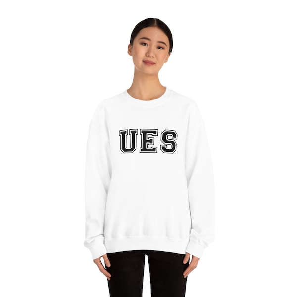 Fun Graphic Sweatshirt with NYC Neighborhood; Upper East Side; Unisex Crewneck Sweatshirt; Sizes S-5XL; Contemporary Design