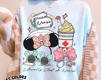 Disney Literally Just A Nurse Coquette Bow Shirt, Nurse Disneyland Trip Tee, Nurse Graduation Gift, Nursing School, Happy Nurse Day 2026 Tee