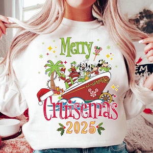 Disney Mickey and Friends Merry Cruisemas 2025 Shirt, Disney Cruise Line Family Christmas Shirt, Disneyland Christmas Matching Gift, WDW Tee
