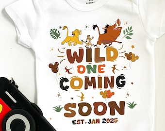 Personalized Disney The Lion King Wild One Coming Soon Onesie, Gifts for New Mom, Pregnancy announcement, Disney Baby Announcement onesie