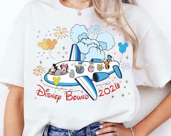 Disney Bound 2026 Mickey and Friends Plane Flying Shirt, Disneyland Plane Family Vacation Shirt, Disney Trip 2026 Tee, Matching Bound 2026