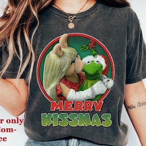 Disney The Muppets Kermit Miss Piggy Merry Kissmas Vintage Shirt, Disneyland Family Christmas Sweatshirt, Disney Holiday Vacation Gifts, WDW