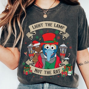 The Muppets Gonzo Rizzo Light The Lamp Not The Rat Shirt, The Muppets Christmas Carol Tee, Disney Family Christmas, Disneyland Holiday Gift