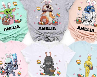 Personalized Star Wars Characters Costume Easter Day Shirt, Easter Disneyland Shirt, Easter Gifts 2025, Disney Bunny Family Easter Egg Shirt