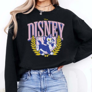 Disney Pinocchio Figaro Cat Collegiate Varsity Crest Sweatshirt, Cute Figaro Cat T-Shirt, Disneyland Family Matching Shirt, Disney World Tee