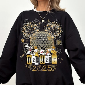 Mickey And Friends Happy New Year 2025 Epcot Center Firework Shirt, Disney Mickey Matching Happy New Year Shirt, First Trip 2025 Tee, WDW