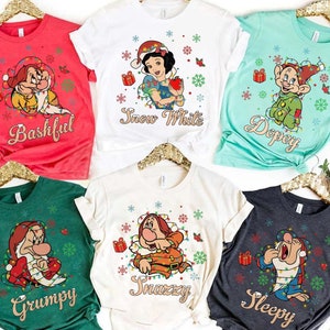 Disney Princess Snow White and Seven Dwarfs Christmas Lights Sweater, Princess Snow White Christmas Shirt, Disneyland Christmas Family Shirt