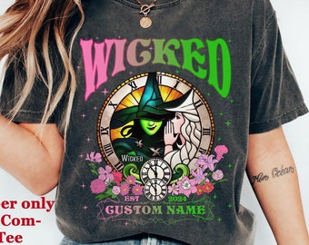 Zmiana nazwy na koszulkę z motywem kwiatowym inspirowanym motywem Good Wicked, koszulkę z motywem czarownicy z Krainy Oz, koszulkę z motywem muzycznym Wicked Defy Gravity Broomstick Magic Wand,
