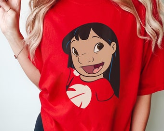 Disney Lilo & Stitch Lilo Big Face Costume Red Shirt, Disneyland Family Matching Shirt, Magic Kingdom Tee, Disney Birthday Gifts, WDW Tee