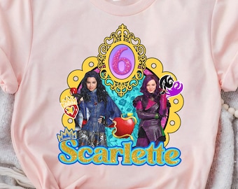 Customize Descendants Princess Evie and Mal Birthday Shirt, Disneyland Family Matching Shirt, Descendants Birthday Gifts, Evie And Mal Shirt