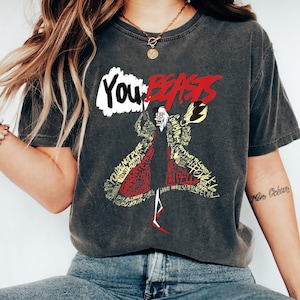 Disney Villains Cruella De Vil You Beast Word  Fill T-Shirt, Disney Cruella De Vil 101 Dalmatians Shirt, Disneyland Family Matching Shirt