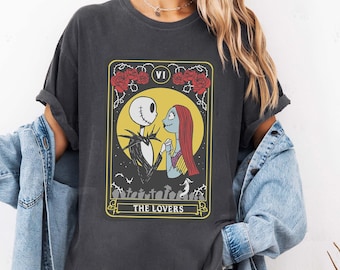 Disney der Albtraum vor Weihnachten Jack & Sally Tarot-Liebhaber-T-Shirt, der Albtraum vor Weihnachten T-Shirt, Disney-Halloween-Matching Shirt