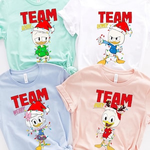 Disney DuckTales Characters Team Christmas Lights Shirt, Disney Louie Huey Dewey Webby Tee, Christmas Gifts, Disney Family Christmas Sweater