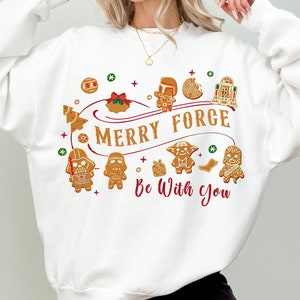 Star Wars Merry Force Be With You Gingerbread Christmas Sweater, Star Wars Holiday Gift, Disney Christmas Vacation 2024, Galaxy's Edge Tee