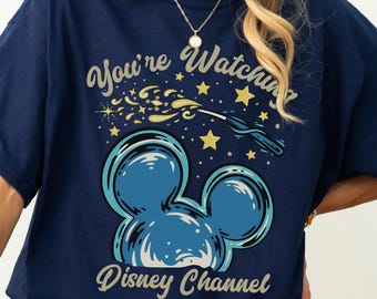 You're Watching Disney Channel Mickey Head Watercolor T-Shirt, Disneyland Family Matching Shirt, Disney High School Musical Camp Rock Shirt