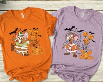 Disney Jaq And Gus Mummy Halloween T-Shirt, Disney Jaq And Gus Shirt ,Halloween Pumpkin Shirt, Disney Cinderella T-shirt, Halloween Shirt