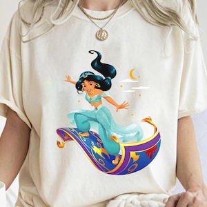 T-shirt pose tapis magique Disney Aladdin Princess Jasmine, chemise Disney Princess Jasmine, chemise assortie Disneyland famille, t-shirt WDW