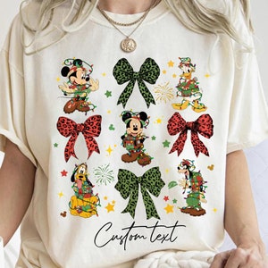 Personalized Animal Kingdom Mickey and Friends Coquette Bows Christmas Shirt, Disneyland Christmas Gifts, Disneyland Christmas Matching Tee