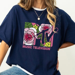 MTV Floral Roses Music Television Logo T-Shirt, MTV Shirt, MTV Music Television Tee, Disney Vacation Shirt, Disneyland Family Matching Shirt