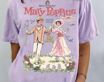 Walt Disney Mary Poppins PAPER DOLL Poster T-Shirt, Disneyland Family 2026 Trip Tee, Chi-Chim-Cher-Ee, Practically Perfect In Every Way, WDW