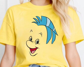 Disney die kleine Meerjungfrau Flunder Big Gesicht Kostüm Shirt, Disneyland Familie Passende Shirt, Magic Kingdom, WWW Tee, Disney Flunder Tee