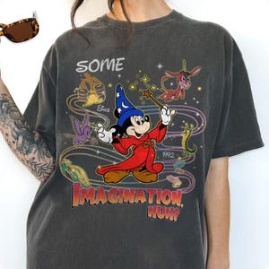 Walt Disney Fantasia Mickey Mouse Some Imagination Huh T-Shirt, Disneyland Family Matching Shirt, Disney Fantasmic Mickey Sorcerer T-Shirt
