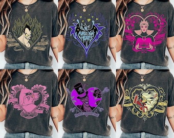 Disney Villains Character Valentine Heart T-Shirt, Cruella Ursula Scar T-Shirt, Disneyland Valentine Couple Tee, Disney evil Tour 2026 Shirt