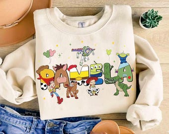 Camiseta grupal con nombre personalizado de Disney, temática de Toy Story, Woody, Buzz Lightyear, Jessie y Aliens, Disneyland, Magic Kingdom