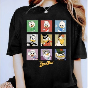 Disney DuckTales Group Shot Comic Box Up T-shirt, carina Disney DuckTales Comfort Colors camicia, Huey Louie Dewey Tee, Disneyland Family Shirt