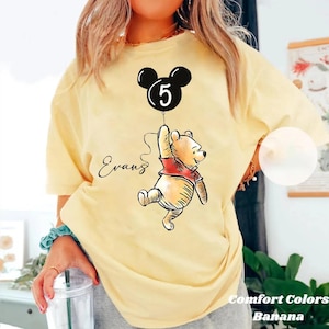 Personalized Disney Winnie The Pooh Balloon Birthday T-Shirt, Disney Birthday Gifts, Disneyland Matching Shirt, Winnie The Pooh Birthday Tee